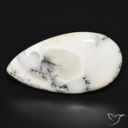 32.69ct Natural branco com preto Ágata Dendrítica, Formato de pêra, Opaco