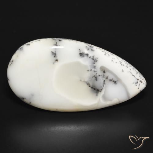 Ágata Dendrítica branco com preto Natural 32.69ct, Formato de pêra, Opaco