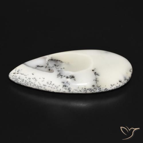 Ágata Dendrítica branco com preto Natural 32.69ct, Formato de pêra, Opaco