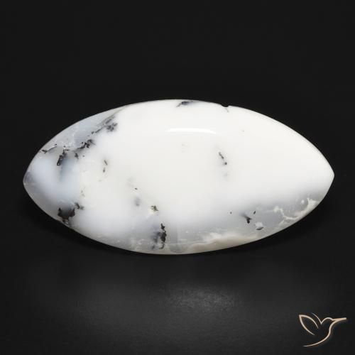 17.03ct Natural branco com preto Ágata Dendrítica, Marquesa, Opaco