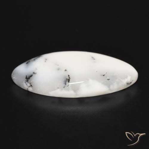Ágata Dendrítica branco com preto Natural 17.03ct, Marquesa, Opaco