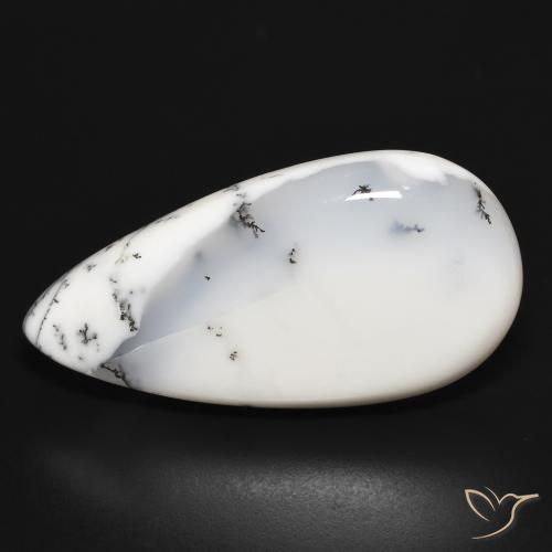 34.01ct Natural branco com preto Ágata Dendrítica, Formato de pêra, Opaco