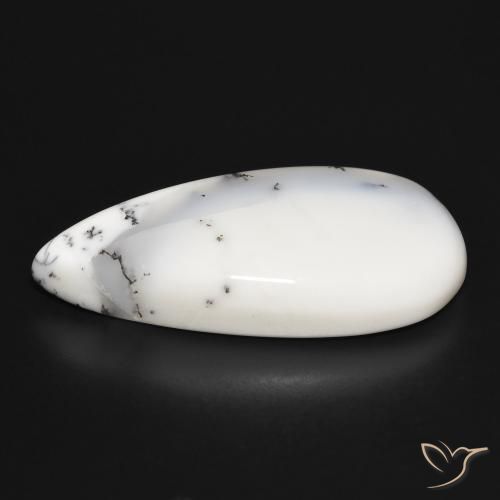 Ágata Dendrítica branco com preto Natural 34.01ct, Formato de pêra, Opaco