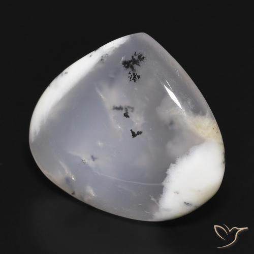Ágata Dendrítica branco com preto Natural 17.98ct, Formato de pêra, Translúcido