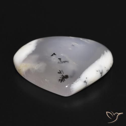 Ágata Dendrítica branco com preto Natural 17.98ct, Formato de pêra, Translúcido