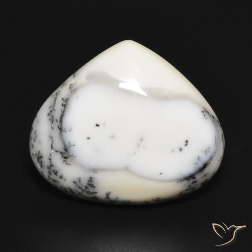 11.88ct Natural branco com preto Ágata Dendrítica, Formato de pêra, Opaco