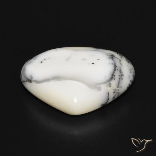 Ágata Dendrítica branco com preto Natural 11.88ct, Formato de pêra, Opaco