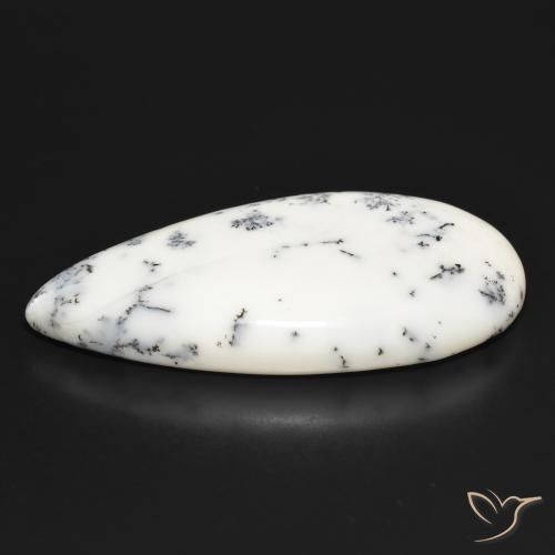 Ágata Dendrítica Branco multicor Natural 52.47ct, Formato de pêra, Opaco