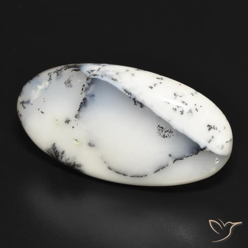 Ágata Dendrítica branco com preto Natural 32.41ct, oval, Opaco