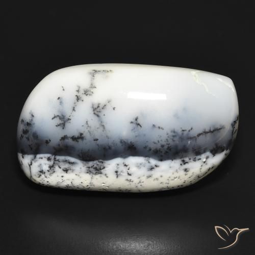 30.95ct Natural branco com preto Ágata Dendrítica, Chique, Opaco