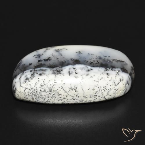 Ágata Dendrítica branco com preto Natural 30.95ct, Chique, Opaco