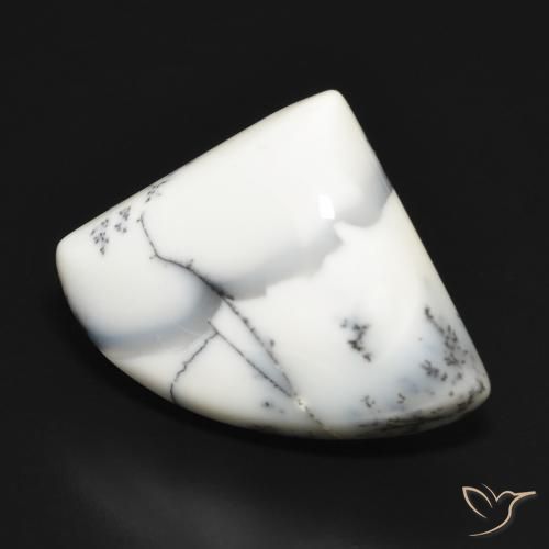 Ágata Dendrítica branco com preto Natural 20.70ct, Chique, Opaco