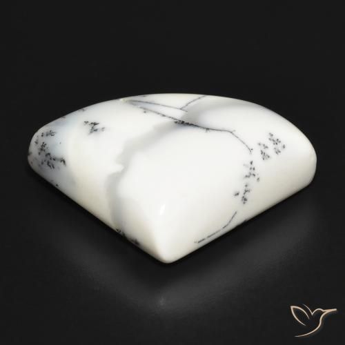 Ágata Dendrítica branco com preto Natural 20.70ct, Chique, Opaco