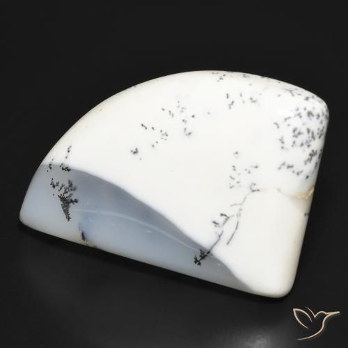 Ágata Dendrítica branco com preto Natural 39.45ct, Chique, Opaco