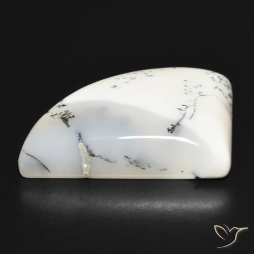 Ágata Dendrítica branco com preto Natural 39.45ct, Chique, Opaco