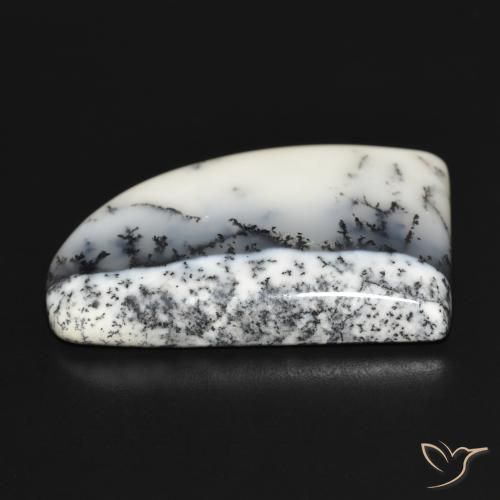 Ágata Dendrítica branco com preto Natural 37.40ct, Chique, Opaco