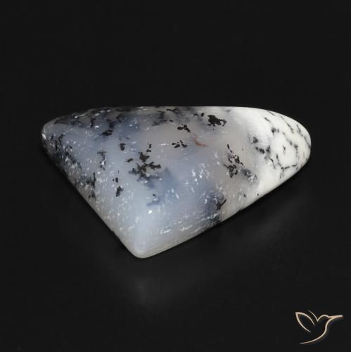 Ágata Dendrítica branco com preto Natural 9.33ct, Forma extravagante, Opaco