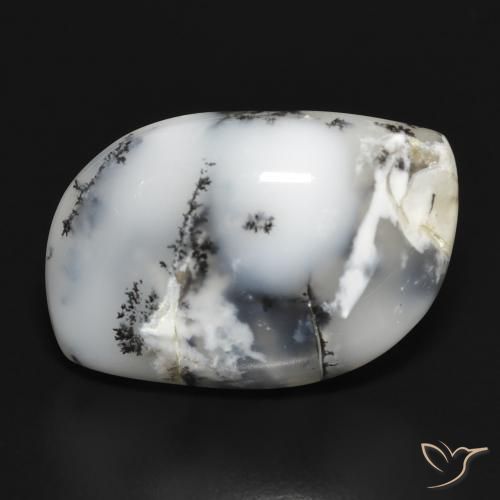 18.88ct Natural branco com preto Ágata Dendrítica, Chique, Opaco