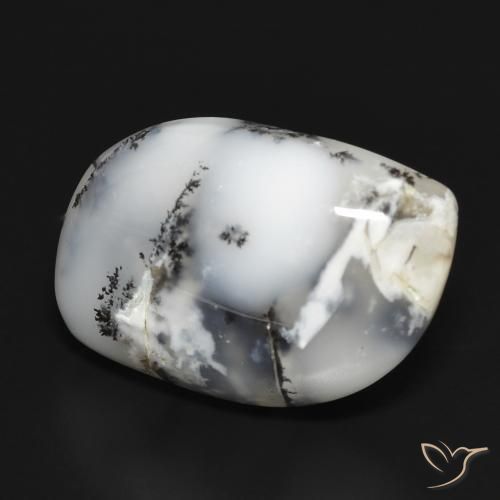 Ágata Dendrítica branco com preto Natural 18.88ct, Chique, Opaco