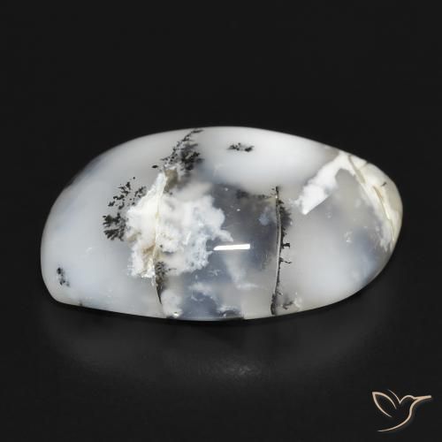 Ágata Dendrítica branco com preto Natural 18.88ct, Chique, Opaco