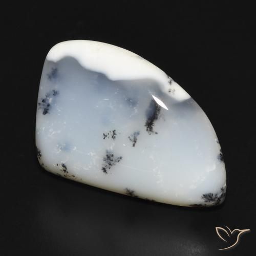 Ágata Dendrítica branco com preto Natural 12.20ct, Chique, Opaco