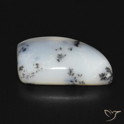 Ágata Dendrítica branco com preto Natural 12.20ct, Chique, Opaco