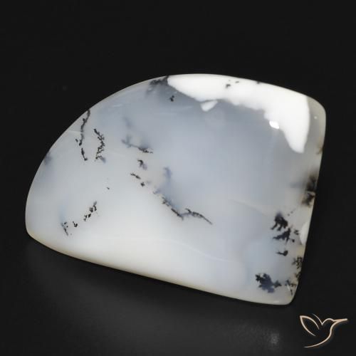 Ágata Dendrítica branco com preto Natural 17.05ct, Chique, Opaco
