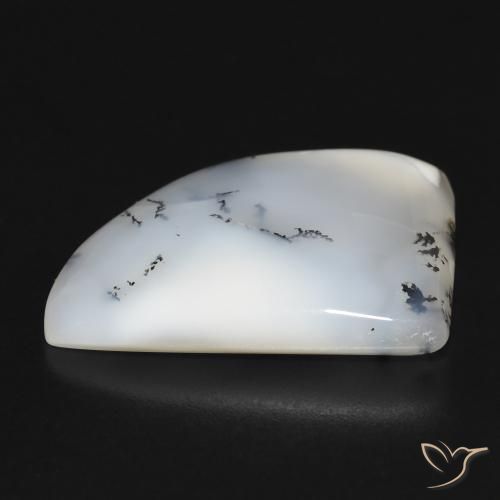 Ágata Dendrítica branco com preto Natural 17.05ct, Chique, Opaco