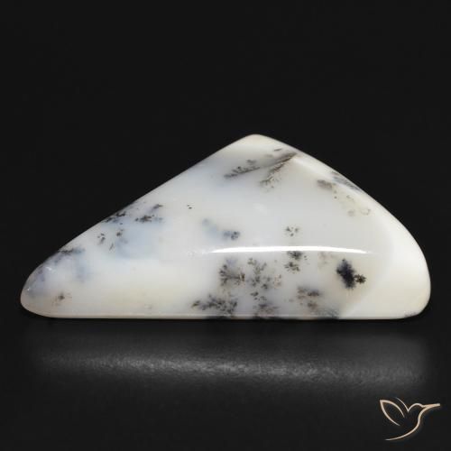 Ágata Dendrítica branco com preto Natural 34.04ct, Chique, Opaco