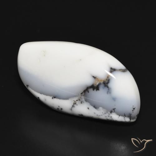 Ágata Dendrítica branco com preto Natural 20.34ct, Chique, Opaco