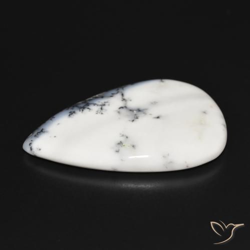 Ágata Dendrítica branco com preto Natural 36.87ct, Formato de pêra, Opaco