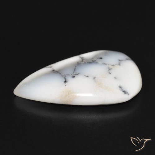 Ágata Dendrítica branco com preto Natural 15.10ct, Formato de pêra, Opaco
