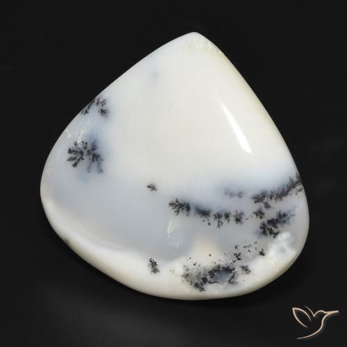 Ágata Dendrítica branco com preto Natural 18.86ct, Formato de pêra, Opaco