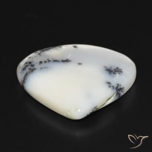Ágata Dendrítica branco com preto Natural 18.86ct, Formato de pêra, Opaco