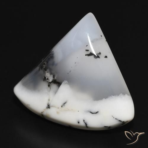 Ágata Dendrítica branco com preto Natural 17.43ct, Trilhão, Opaco