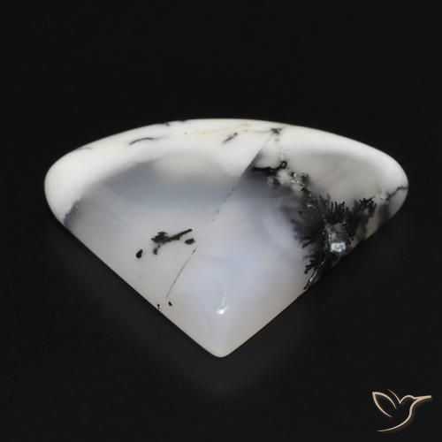 Ágata Dendrítica branco com preto Natural 17.43ct, Trilhão, Opaco