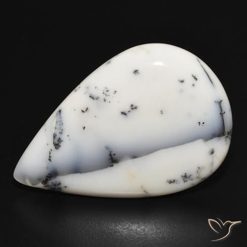 23.09ct Natural branco com preto Ágata Dendrítica, Formato de pêra, Opaco