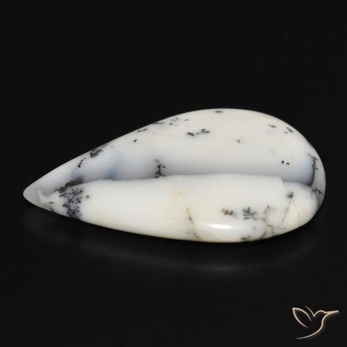 Ágata Dendrítica branco com preto Natural 23.09ct, Formato de pêra, Opaco