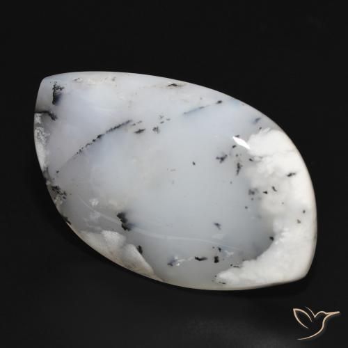 Ágata Dendrítica branco com preto Natural 38.75ct, Chique, Opaco