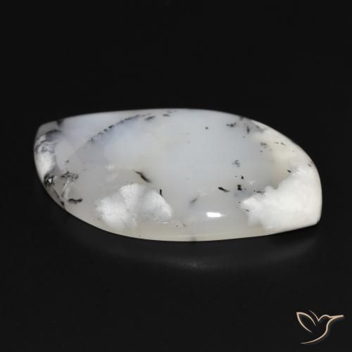 Ágata Dendrítica branco com preto Natural 38.75ct, Chique, Opaco