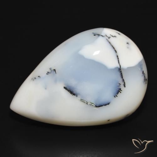 39.34ct Natural branco com preto Ágata Dendrítica, Formato de pêra, Opaco