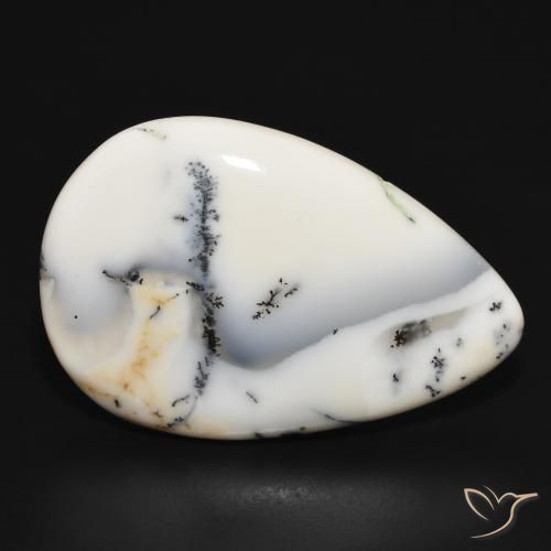 Ágata Dendrítica branco com preto Natural 29.77ct, Formato de pêra, Opaco
