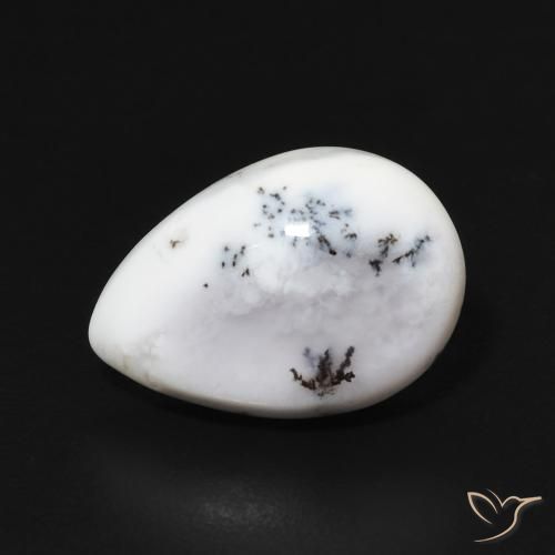 3.71ct Natural branco com preto Ágata Dendrítica, Formato de pêra, Opaco