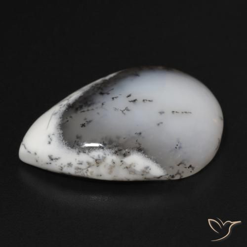 Ágata Dendrítica branco com preto Natural 10.99ct, Formato de pêra, Opaco