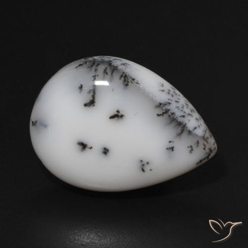 9.52ct Natural branco com preto Ágata Dendrítica, Formato de pêra, Opaco