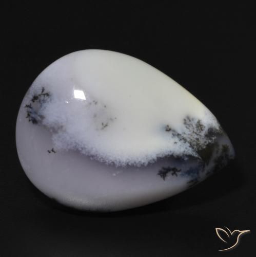 11.82ct Natural branco com preto Ágata Dendrítica, Formato de pêra, Opaco