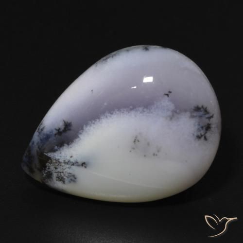 Ágata Dendrítica branco com preto Natural 11.82ct, Formato de pêra, Opaco
