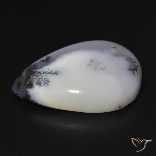 Ágata Dendrítica branco com preto Natural 11.82ct, Formato de pêra, Opaco