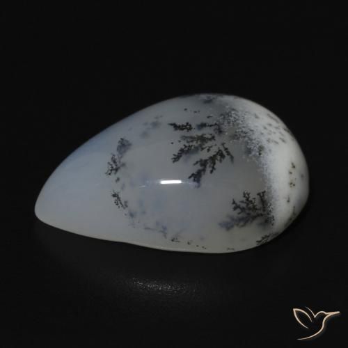 Ágata Dendrítica branco com preto Natural 9.52ct, Formato de pêra, Opaco