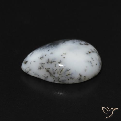 Ágata Dendrítica branco com preto Natural 3.07ct, Formato de pêra, Opaco